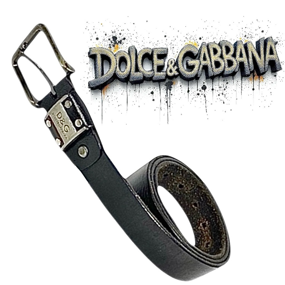 Dolce & Gabbana D&G Black Leather Belt Men’s Designer Casual Dress Belt